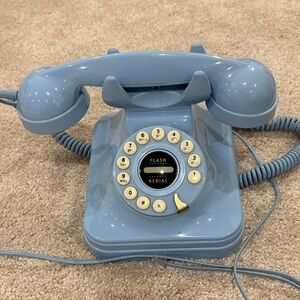 Vintage Style Baby Blue Rotary Phone pushbutton numbers good working condition
